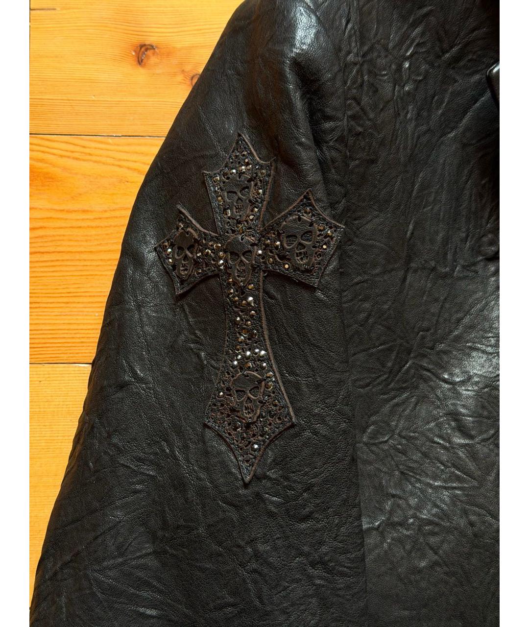PHILIPP PLEIN Черный кожаный пиджак, фото 5
