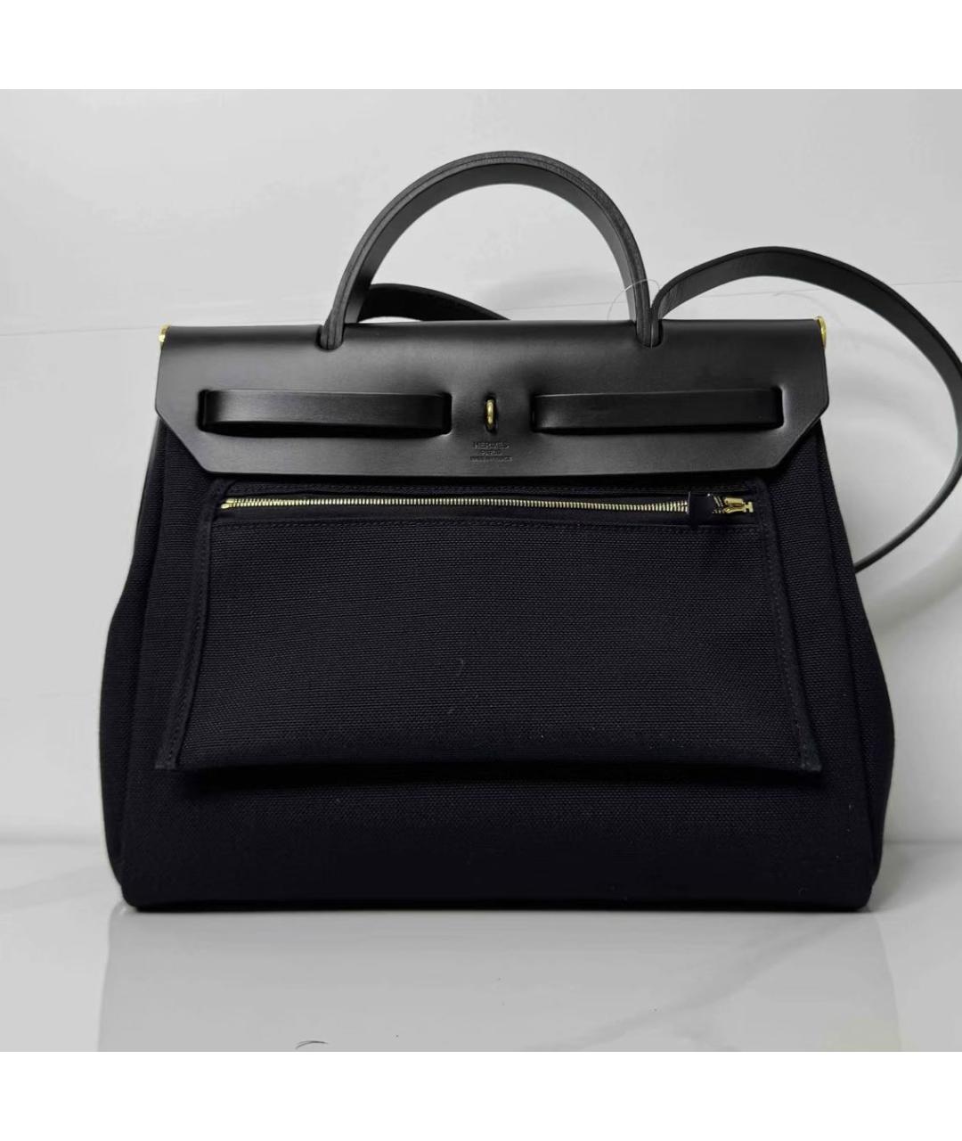 HERMES Черная кожаная сумка с короткими ручками, фото 2