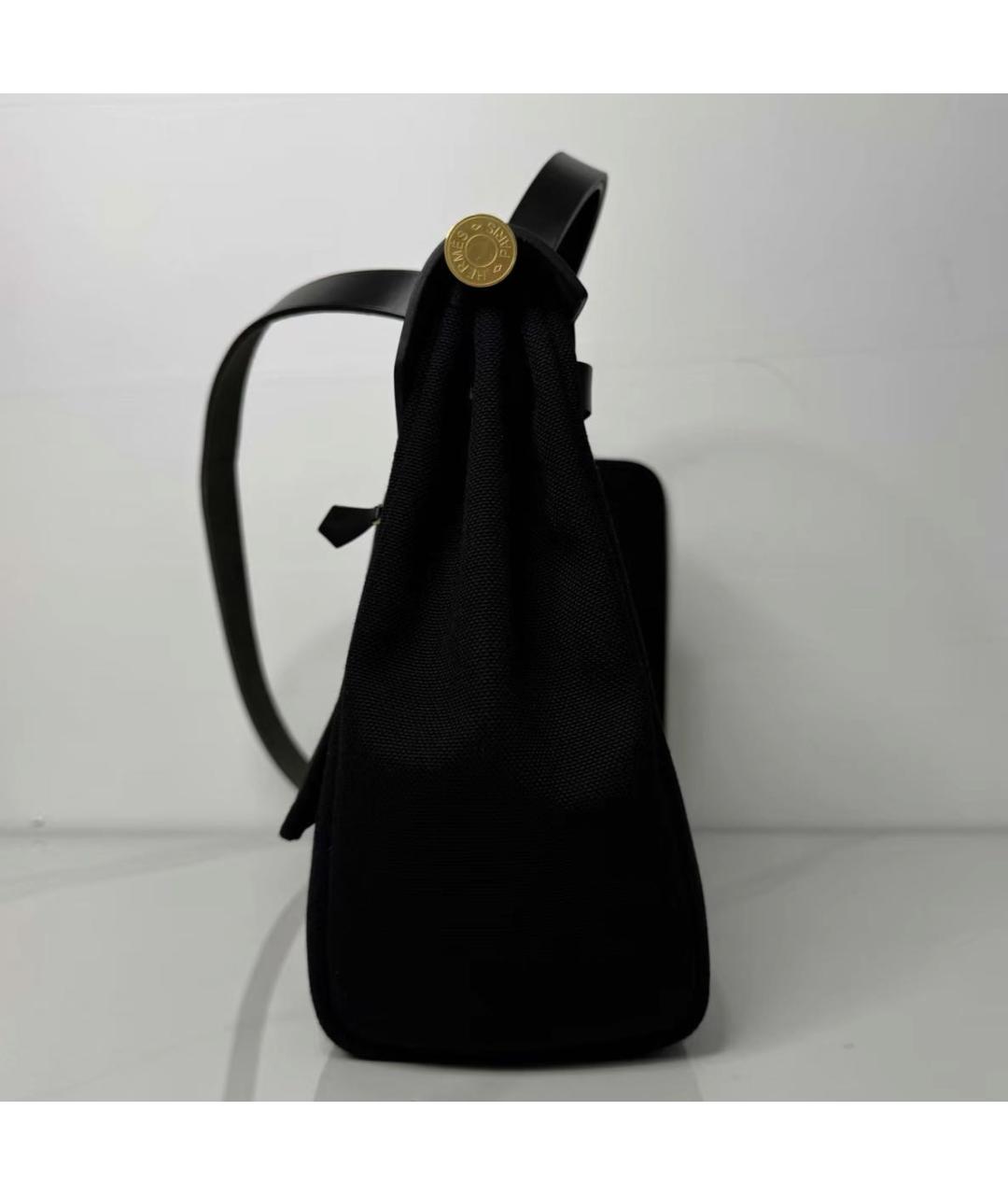 HERMES Черная кожаная сумка с короткими ручками, фото 3