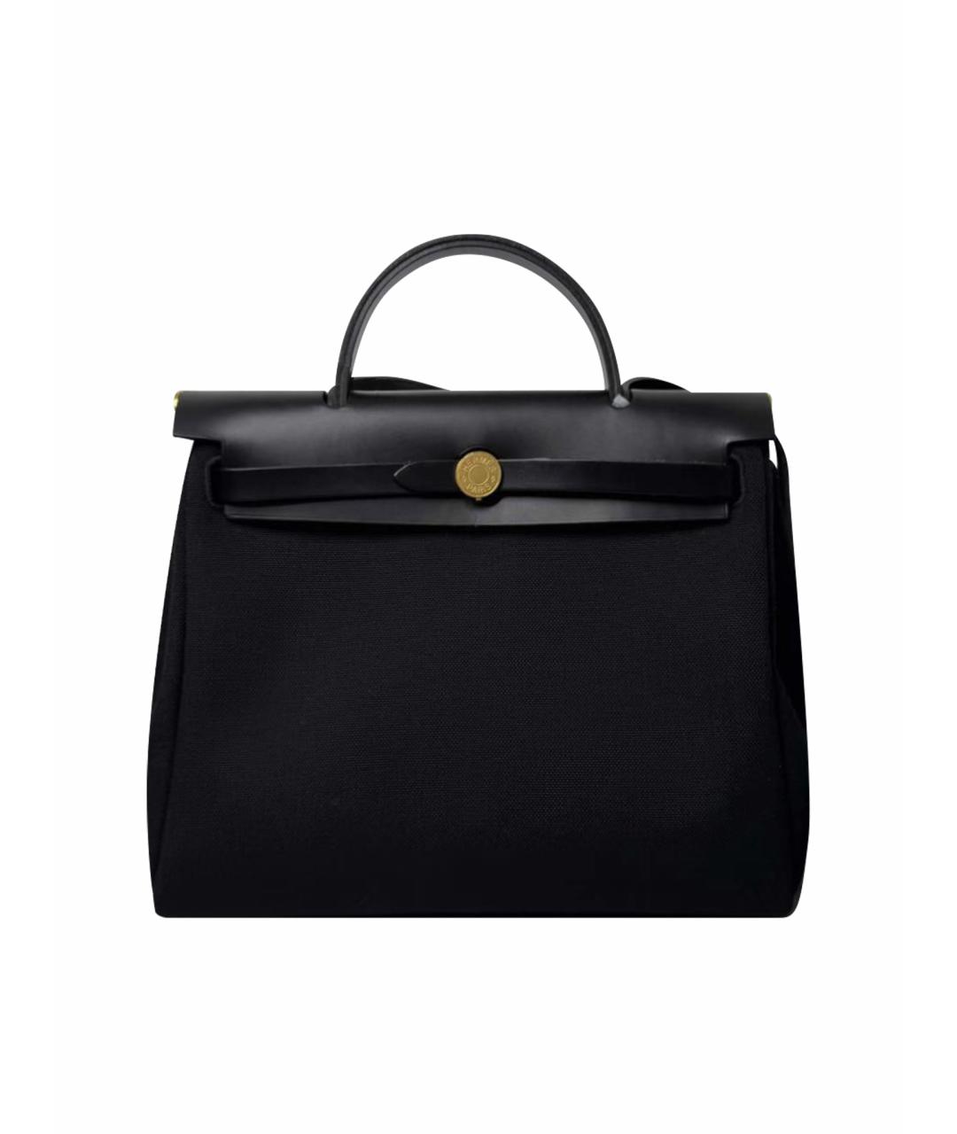 HERMES Черная кожаная сумка с короткими ручками, фото 1