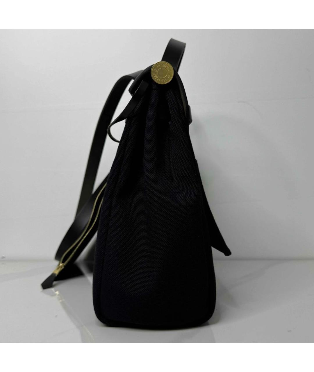 HERMES Черная кожаная сумка с короткими ручками, фото 4