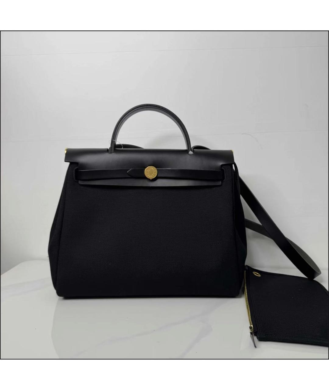 HERMES Черная кожаная сумка с короткими ручками, фото 9