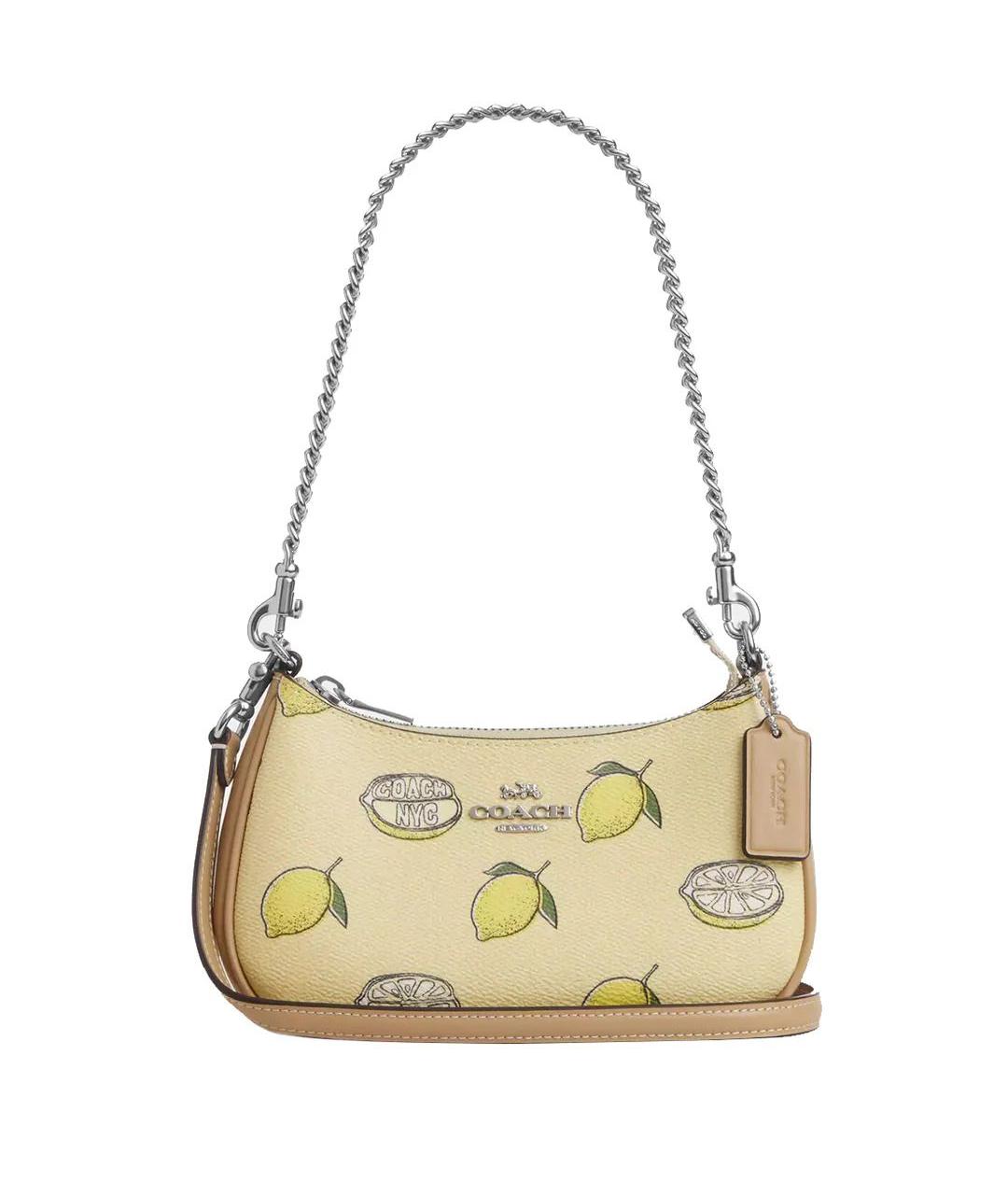 COACH Желтая сумка с короткими ручками, фото 9