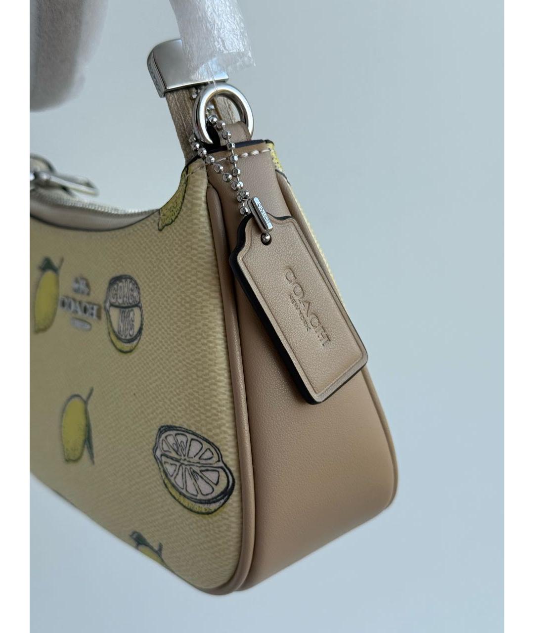 COACH Желтая сумка с короткими ручками, фото 5
