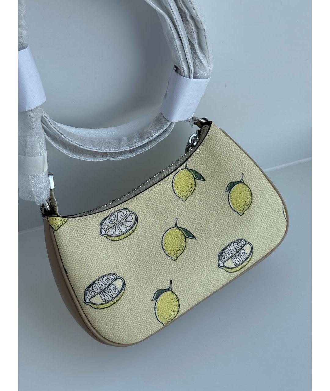 COACH Желтая сумка с короткими ручками, фото 3