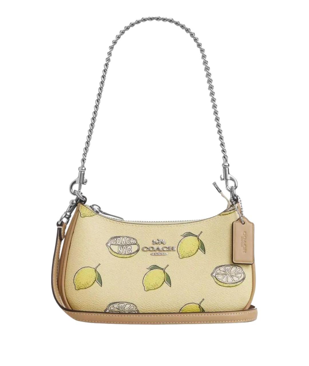 COACH Желтая сумка с короткими ручками, фото 1
