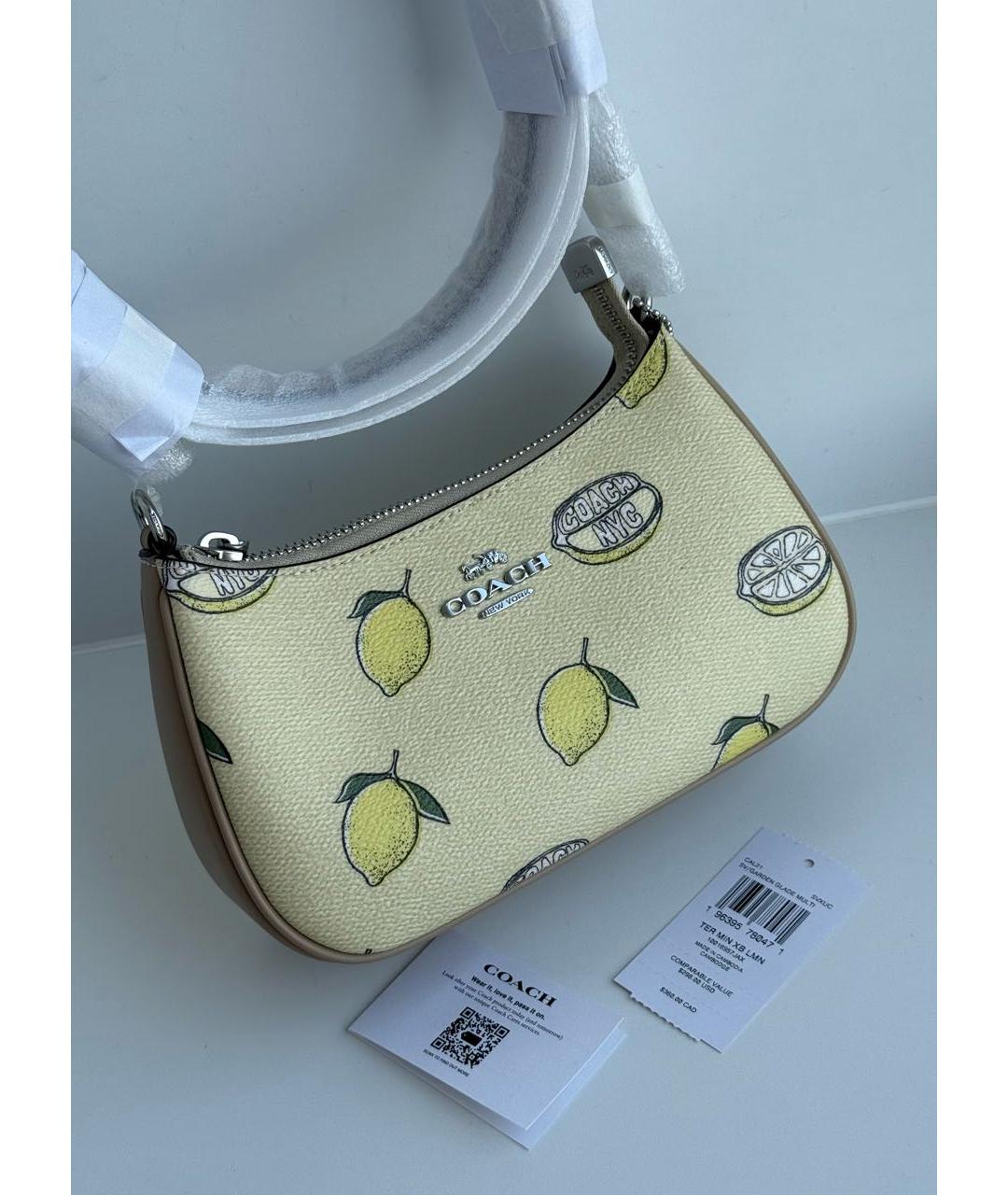 COACH Желтая сумка с короткими ручками, фото 2