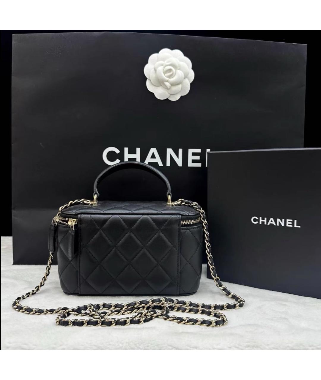 CHANEL Черная кожаная сумка через плечо, фото 5