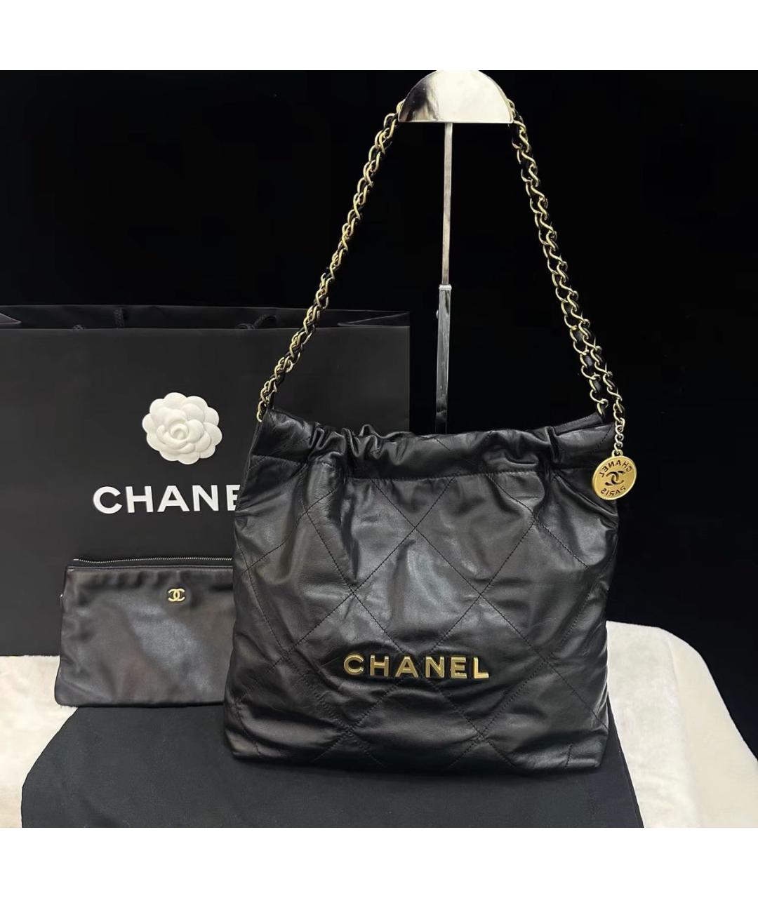 CHANEL Черная кожаная сумка через плечо, фото 6