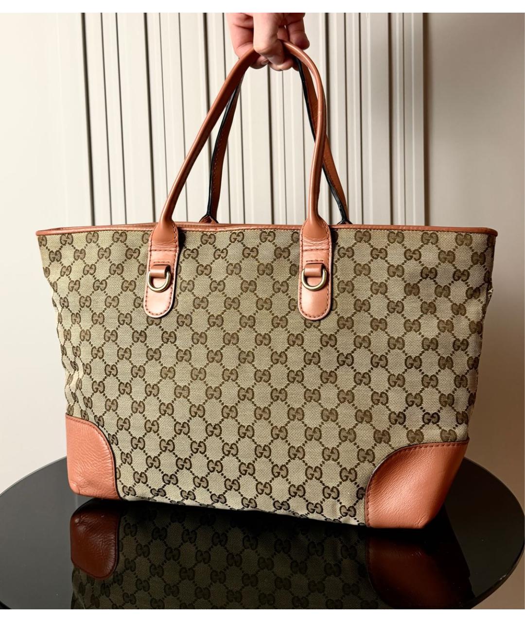 GUCCI Бежевая тканевая сумка тоут, фото 3