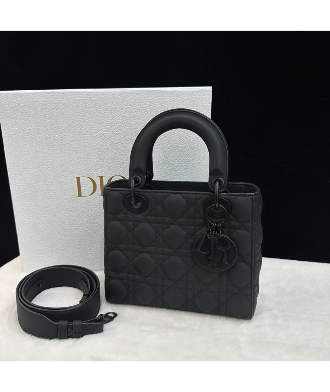 CHRISTIAN DIOR Черная кожаная сумка с короткими ручками, фото 3