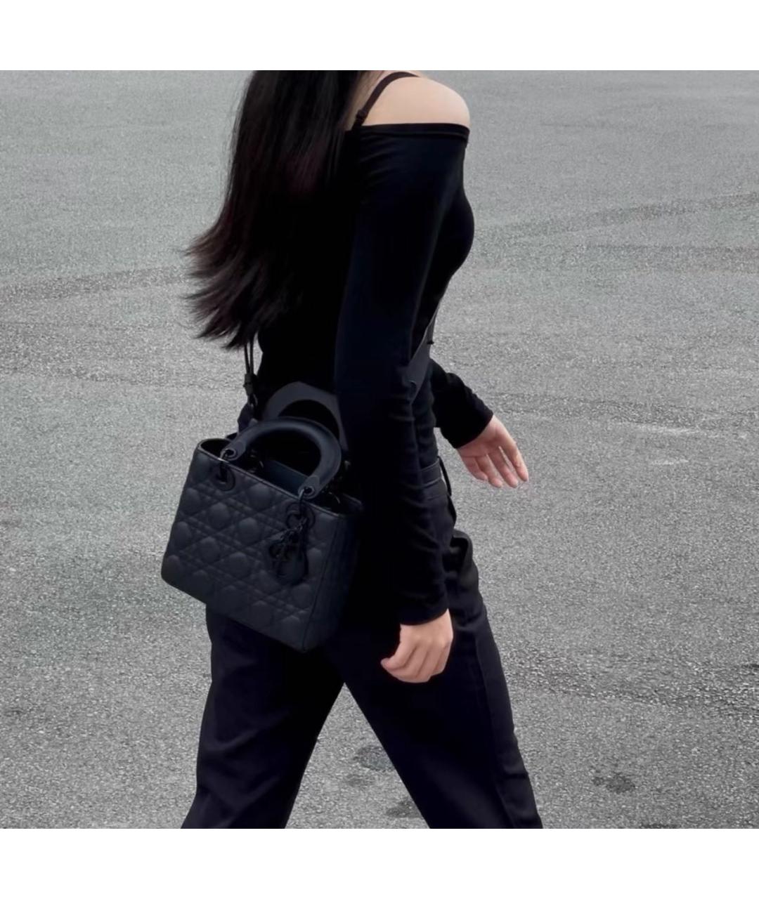 CHRISTIAN DIOR Черная кожаная сумка с короткими ручками, фото 6