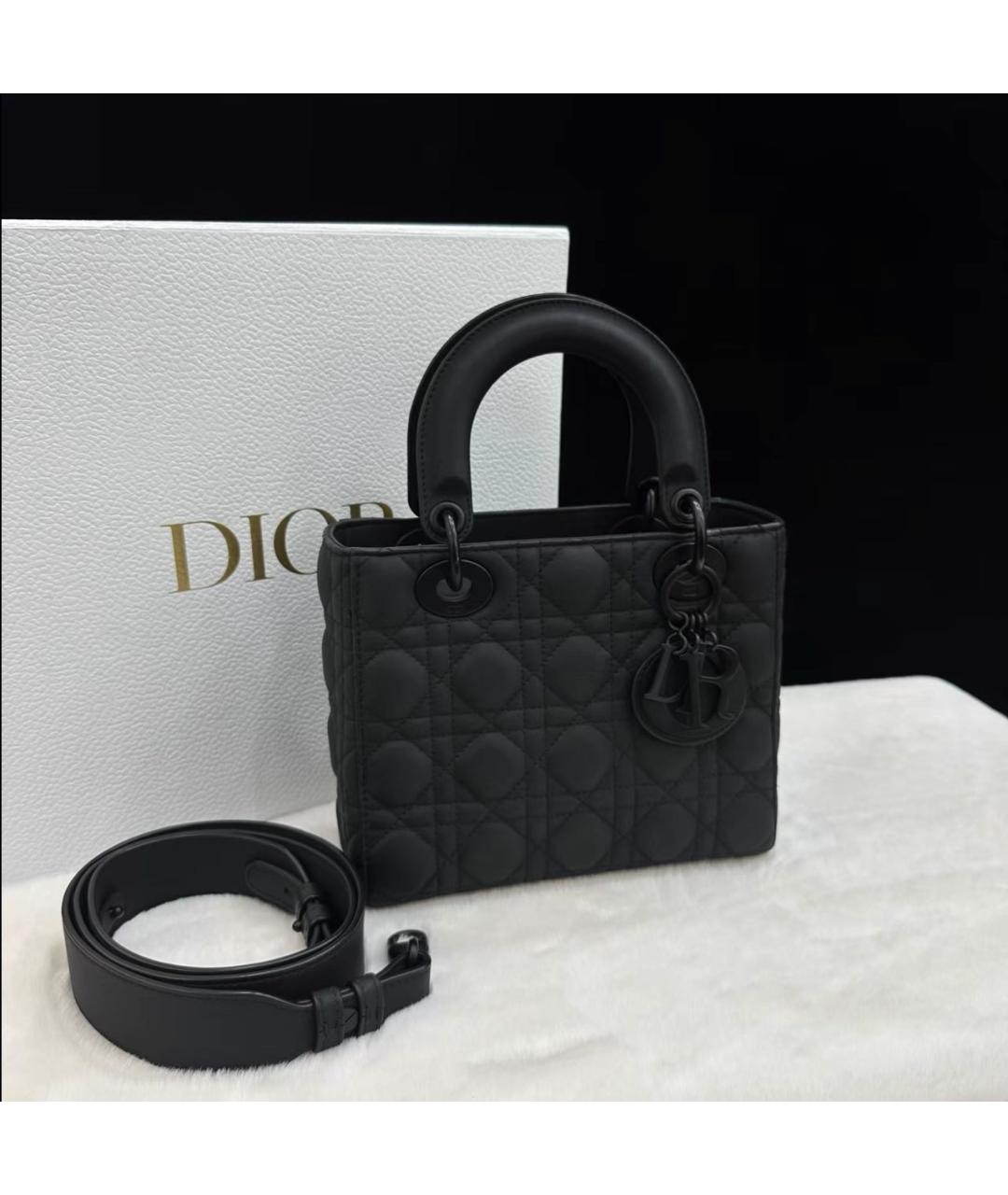 CHRISTIAN DIOR Черная кожаная сумка с короткими ручками, фото 2