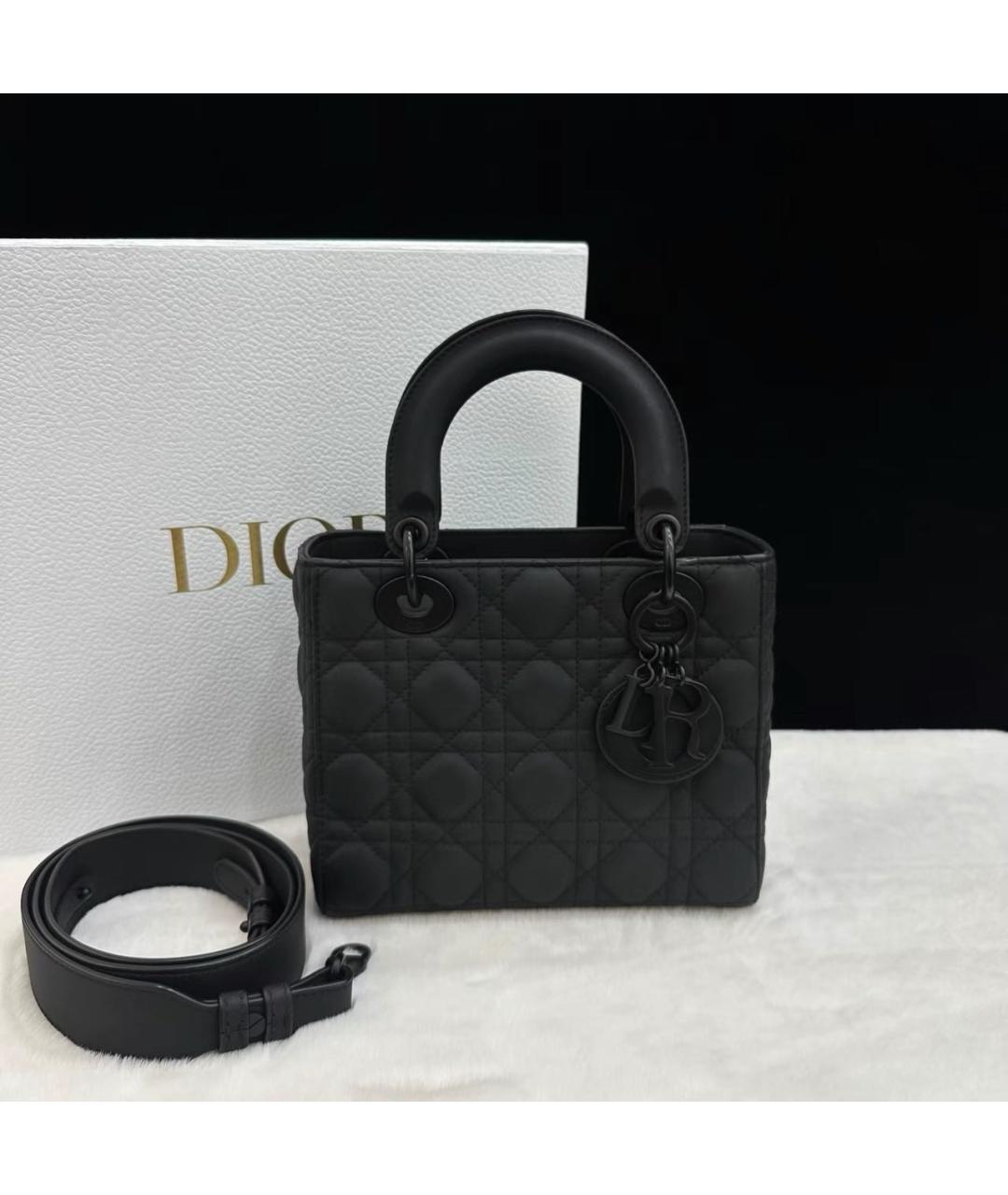 CHRISTIAN DIOR Черная кожаная сумка с короткими ручками, фото 7