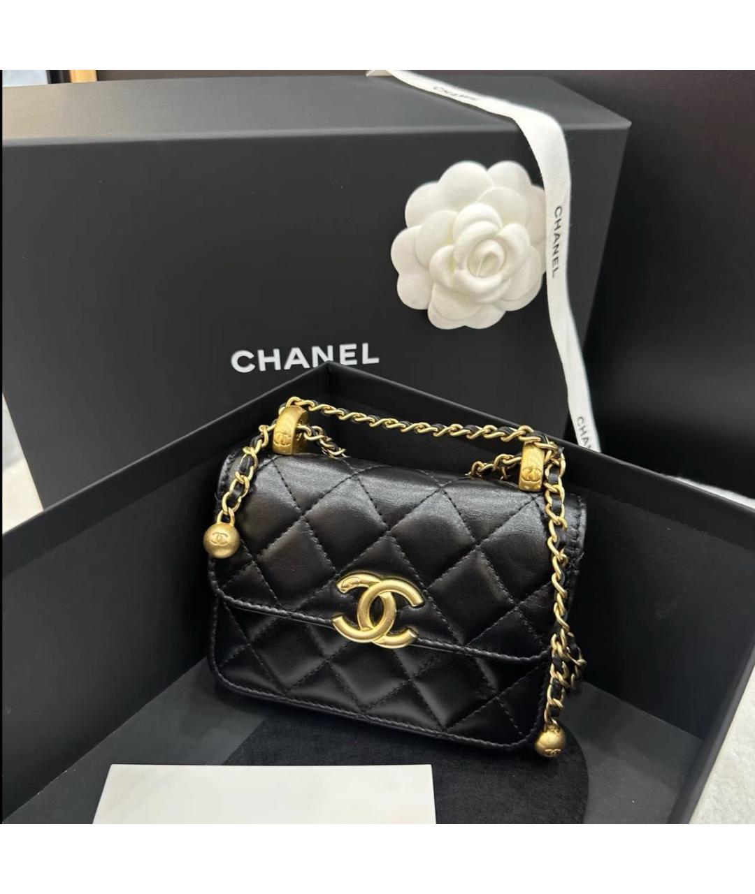 CHANEL Черная кожаная сумка через плечо, фото 2