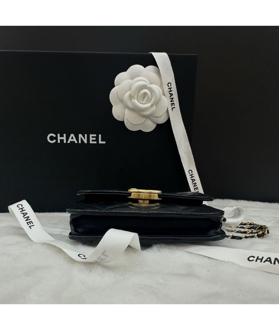 CHANEL Черная кожаная сумка через плечо, фото 5
