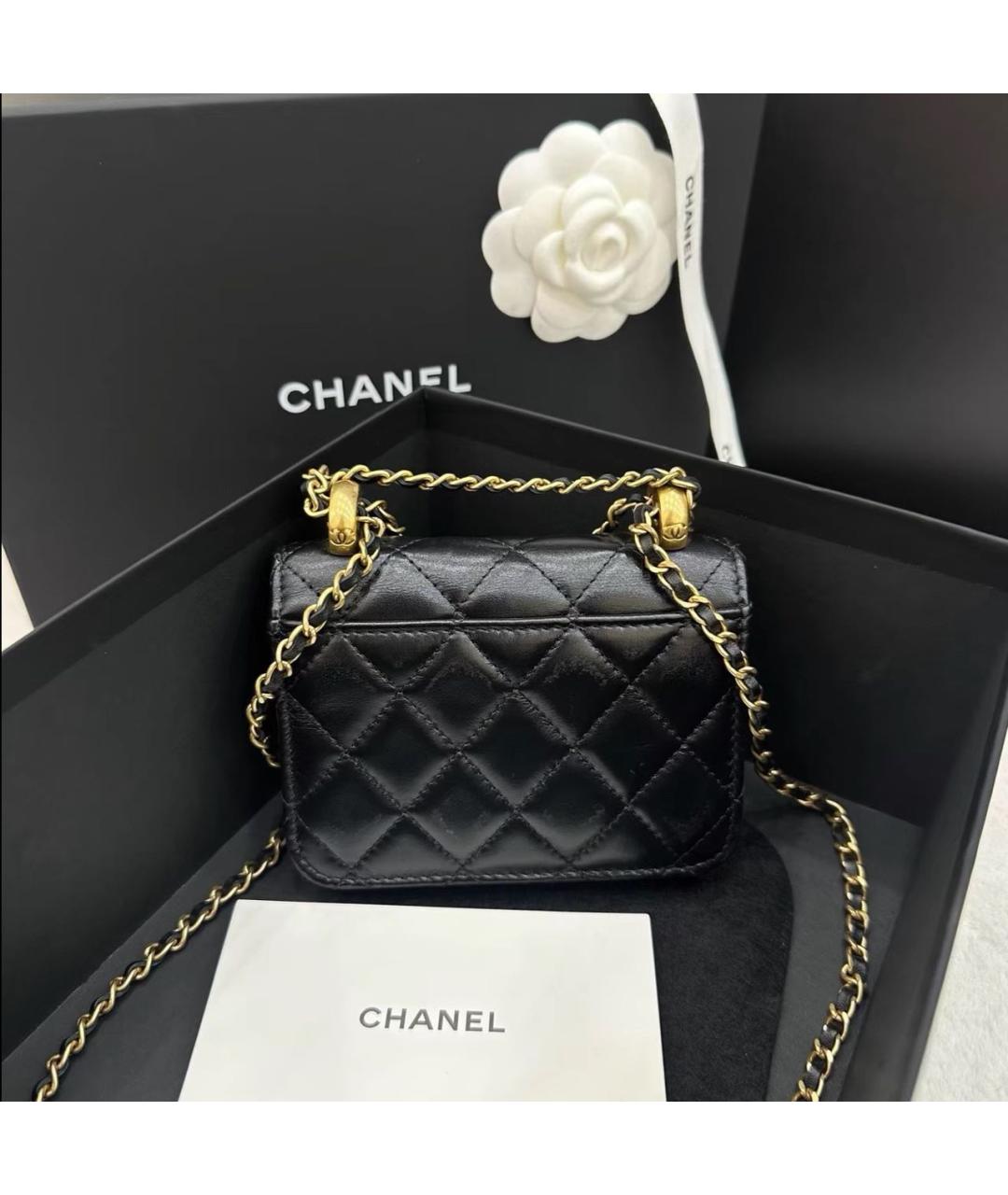 CHANEL Черная кожаная сумка через плечо, фото 4