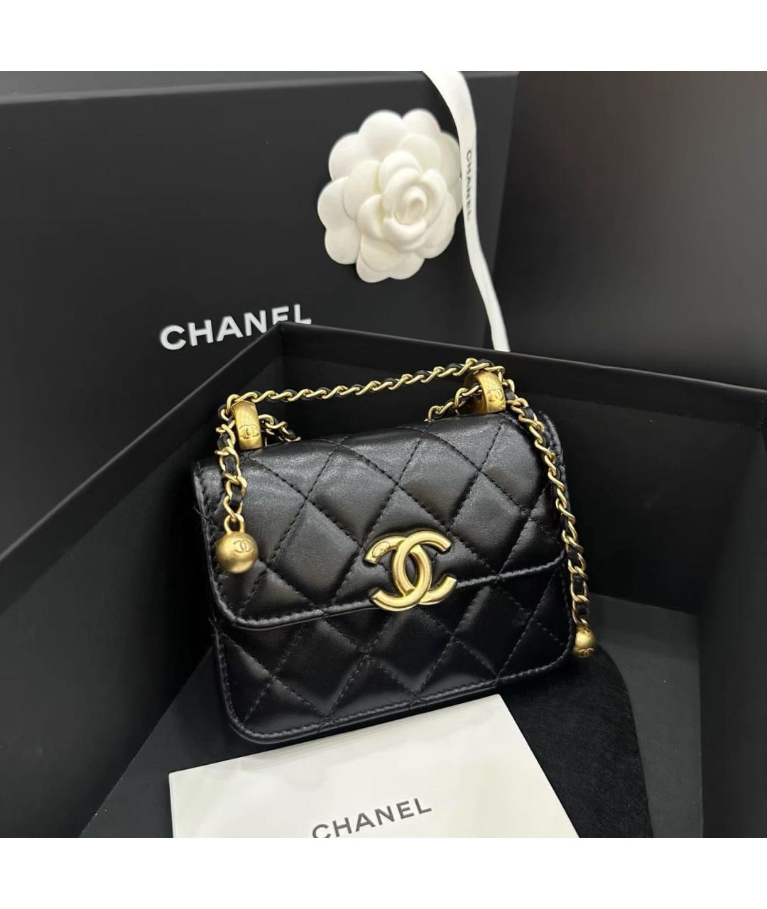 CHANEL Черная кожаная сумка через плечо, фото 6