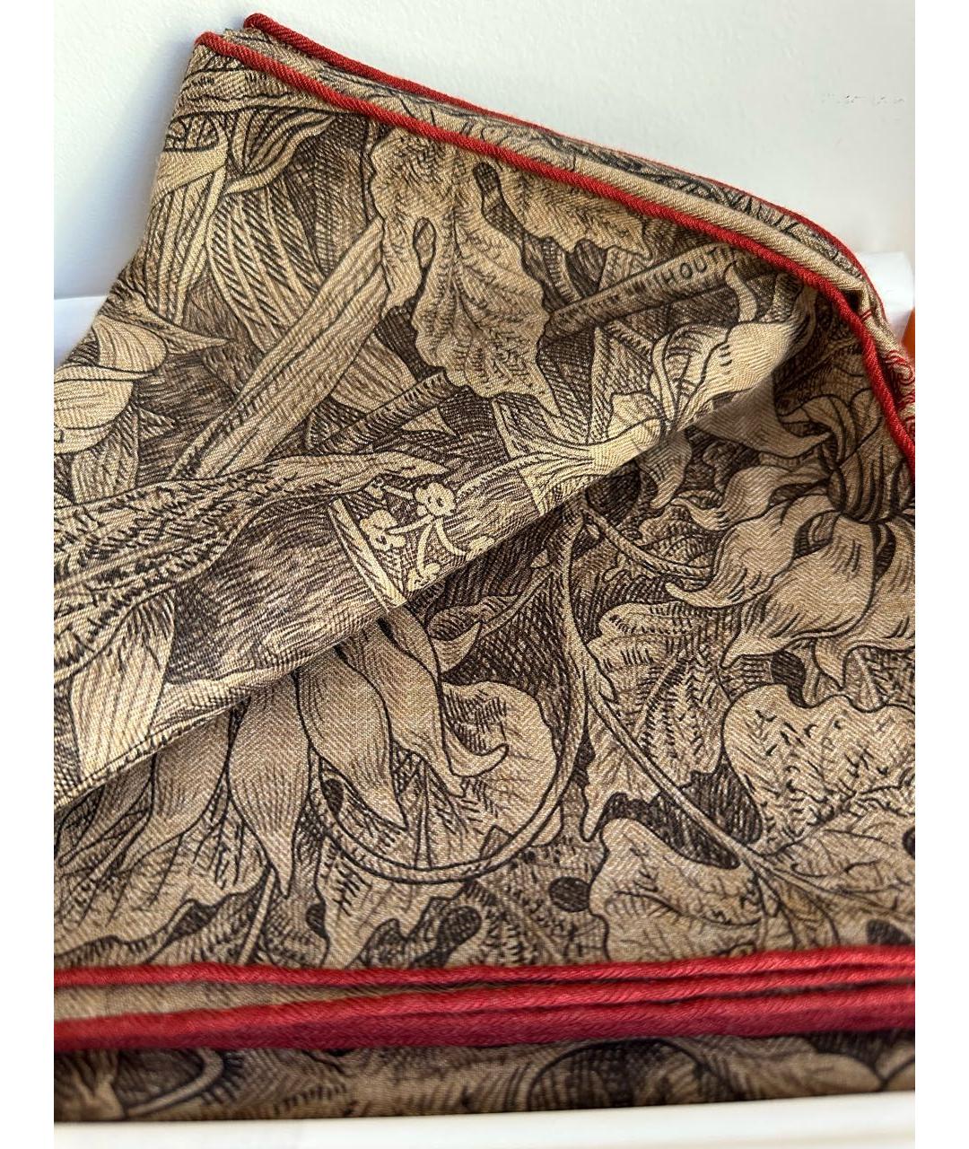 HERMES Коричневый кашемировый платок, фото 5