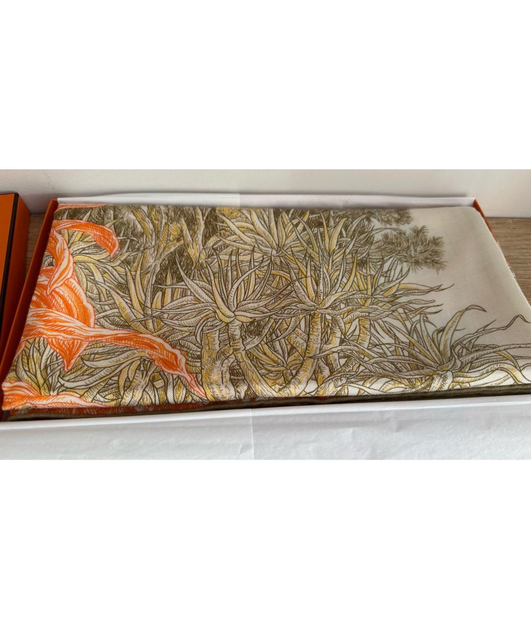 HERMES Оранжевый кашемировый платок, фото 4