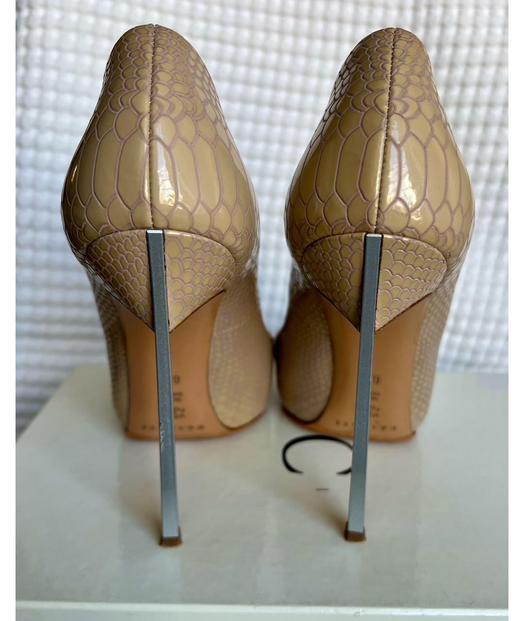 CASADEI Бежевые туфли из лакированной кожи, фото 4