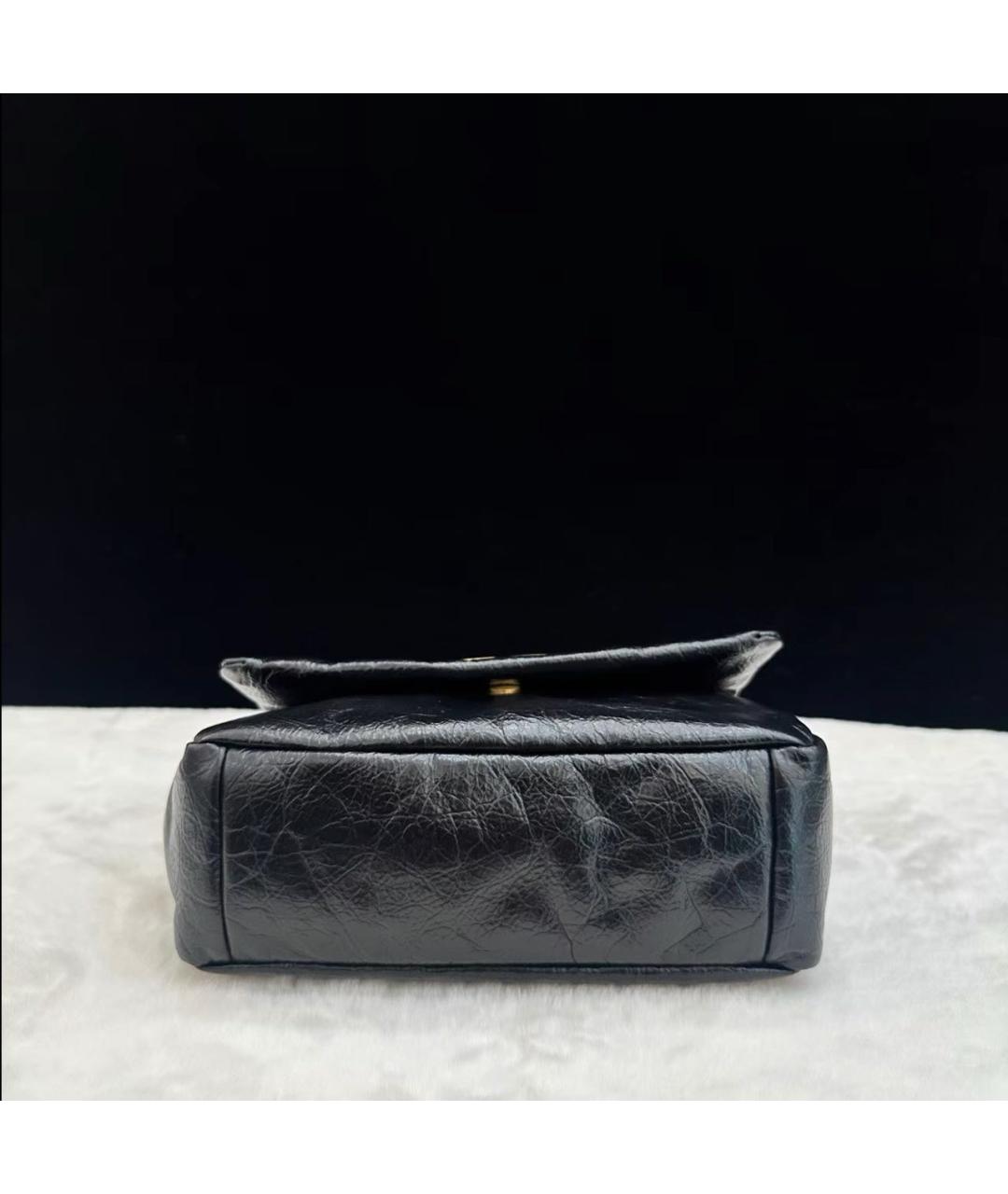 BALENCIAGA Черная кожаная сумка через плечо, фото 5