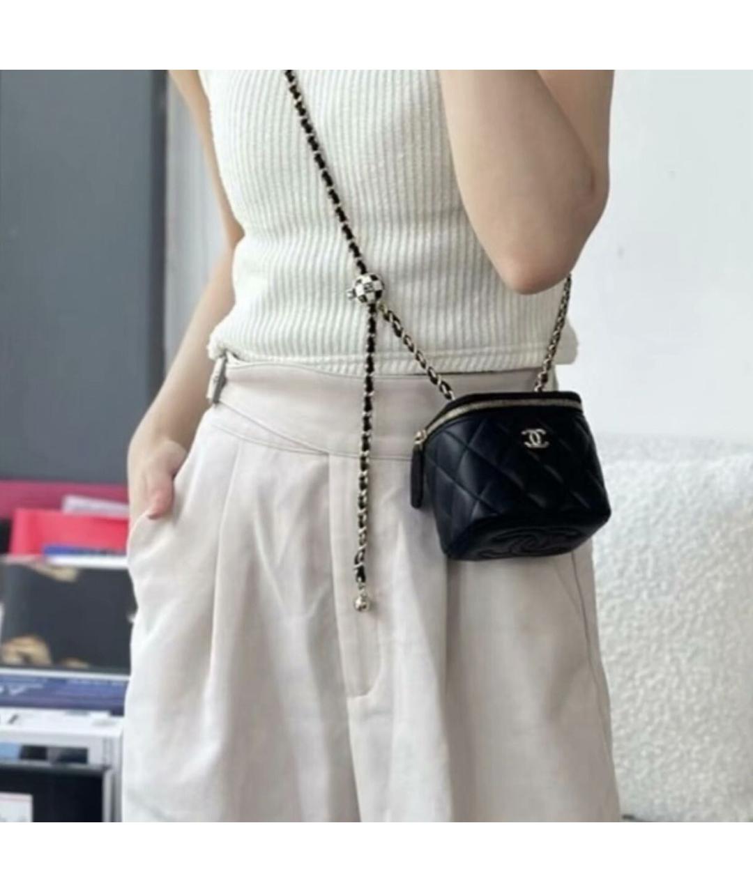 CHANEL Черная кожаная сумка через плечо, фото 5