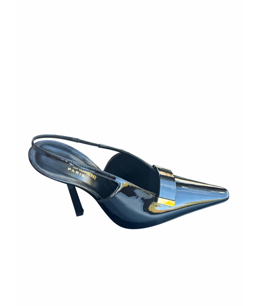 SAINT LAURENT Черные кожаные туфли, фото 1