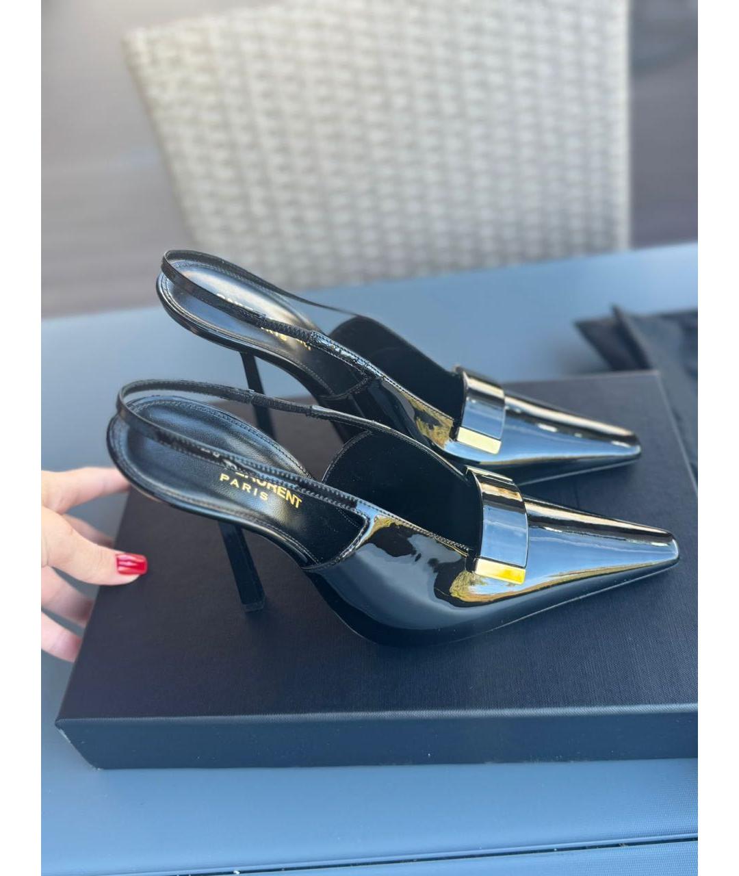 SAINT LAURENT Черные кожаные туфли, фото 5