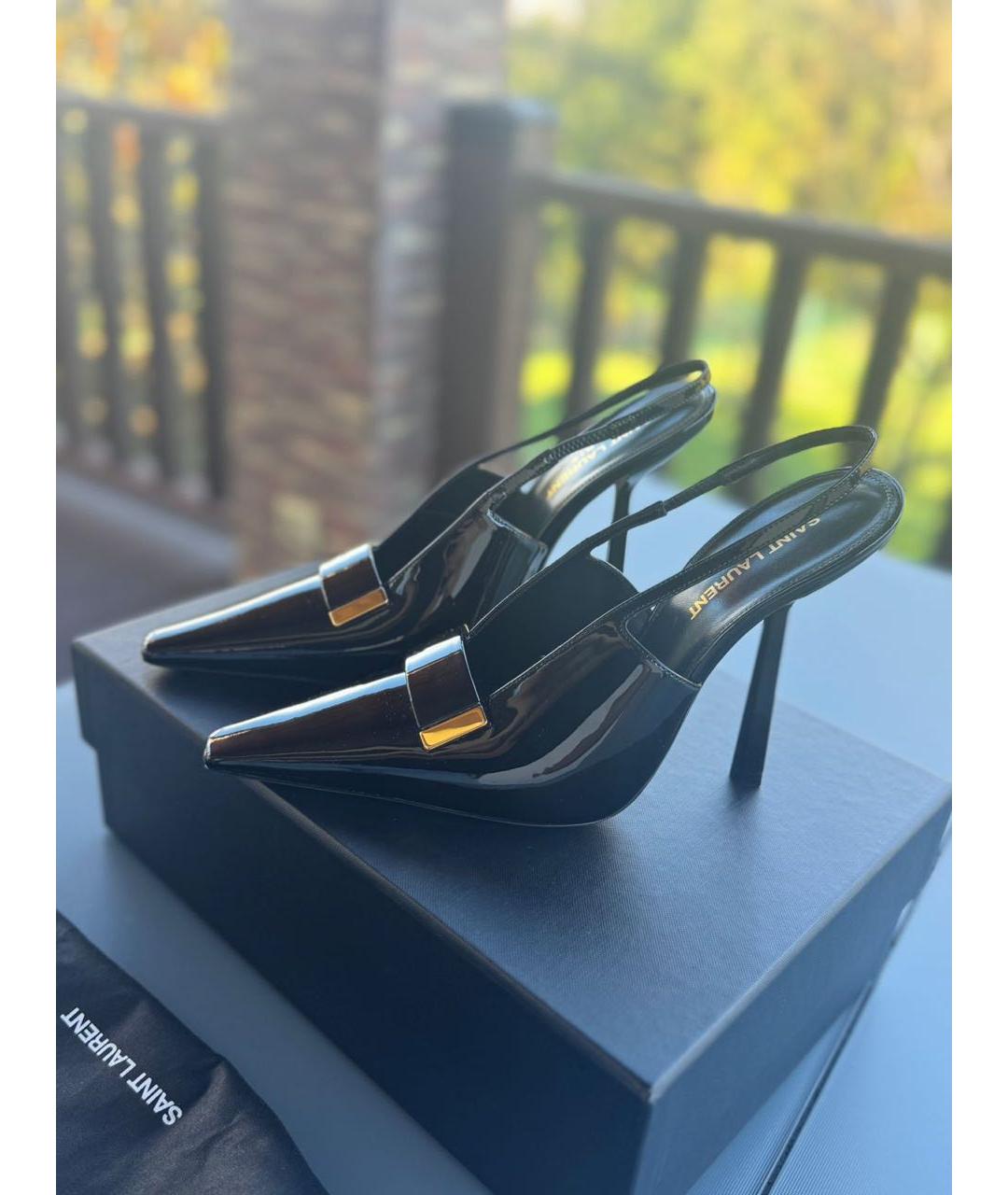 SAINT LAURENT Черные кожаные туфли, фото 4