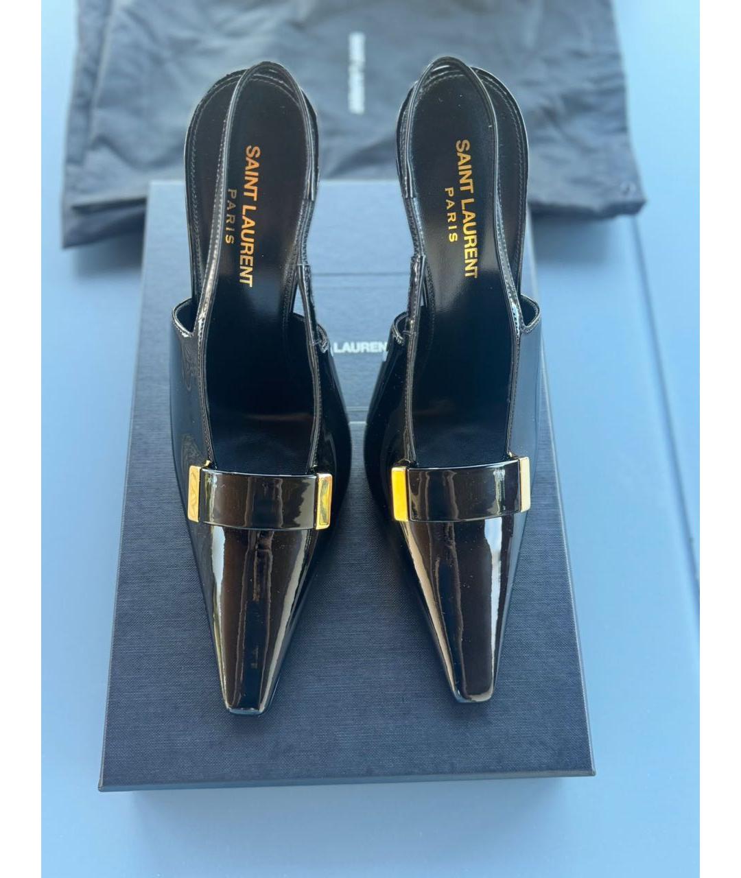 SAINT LAURENT Черные кожаные туфли, фото 2