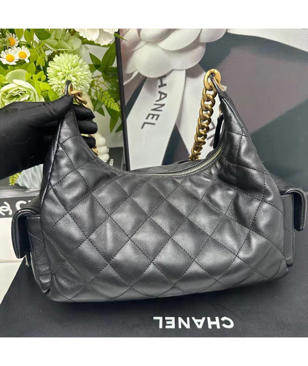 CHANEL Черная кожаная сумка через плечо, фото 2