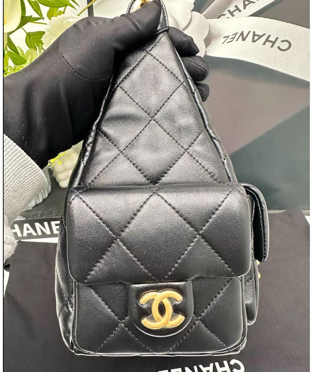 CHANEL Черная кожаная сумка через плечо, фото 4