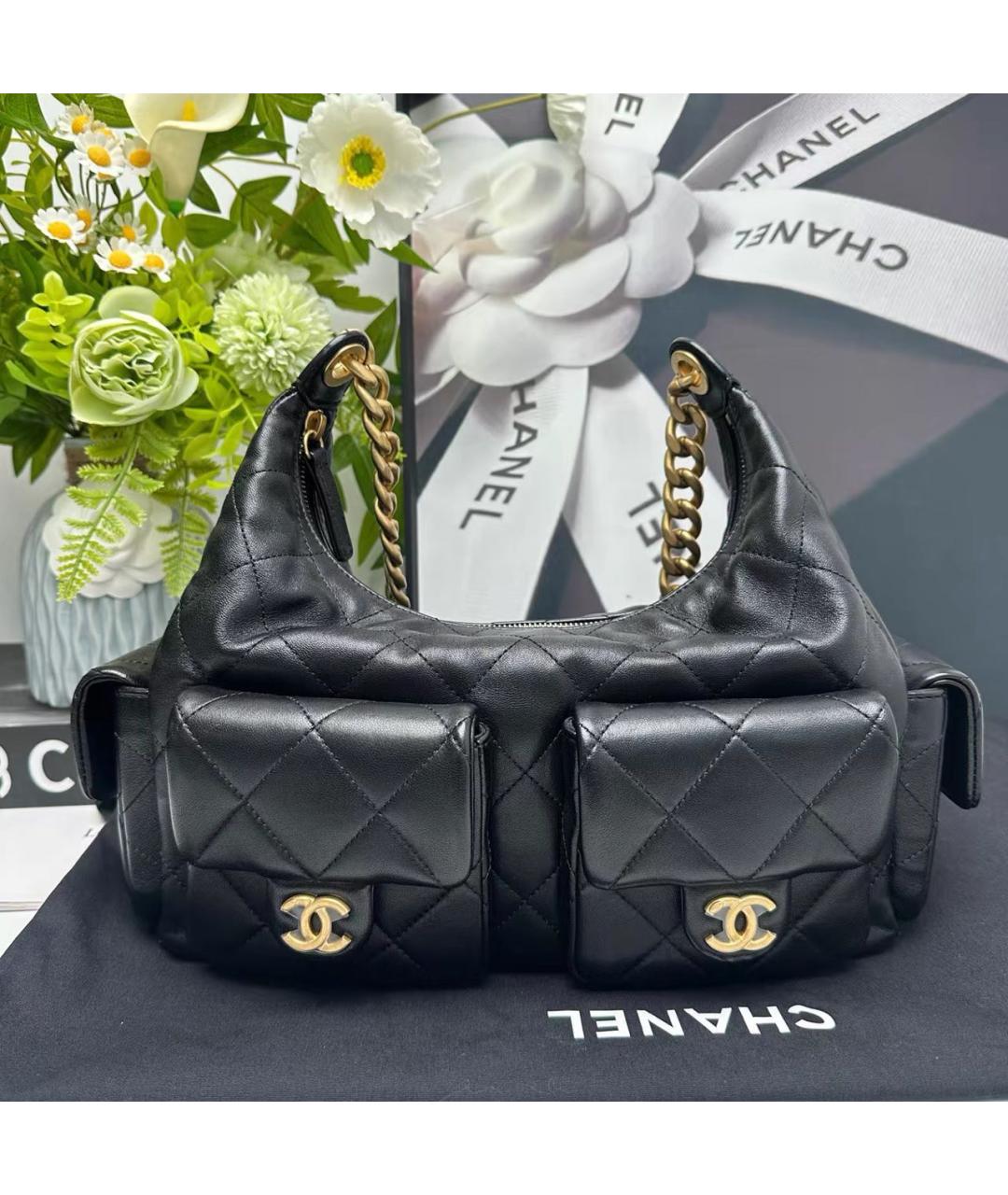 CHANEL Черная кожаная сумка через плечо, фото 7