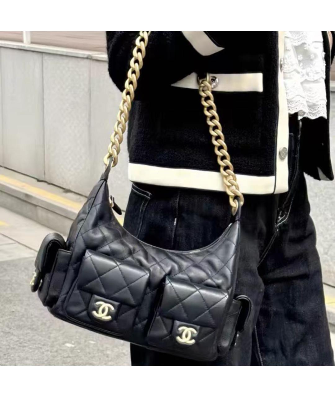 CHANEL Черная кожаная сумка через плечо, фото 6