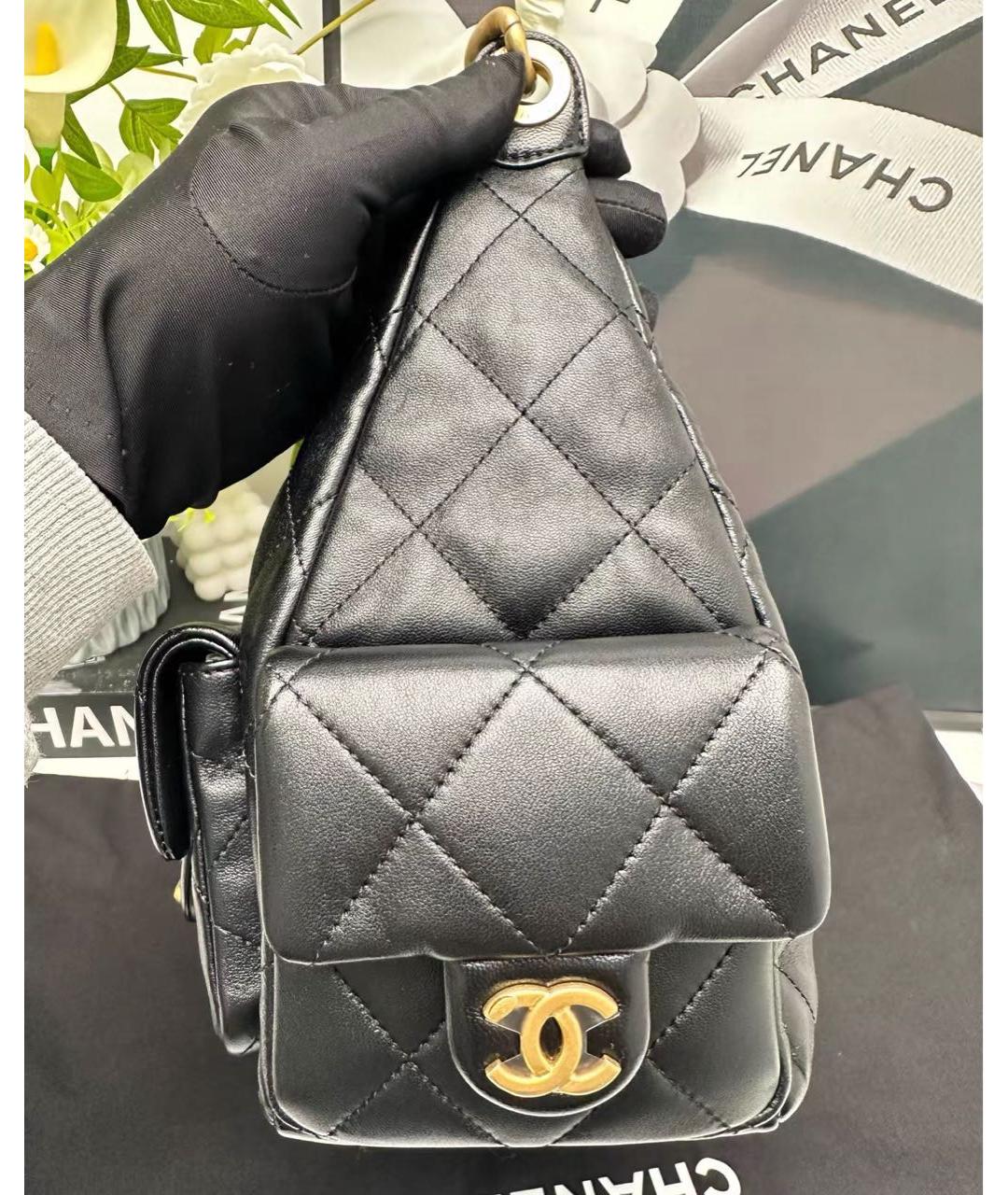 CHANEL Черная кожаная сумка через плечо, фото 3