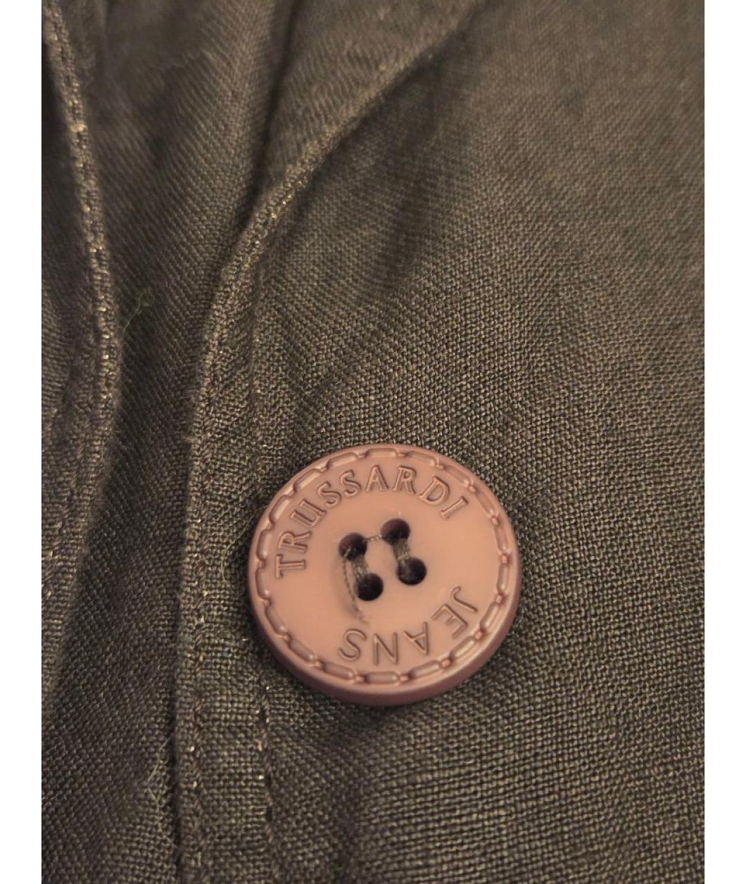 TRUSSARDI JEANS Коричневый льняной жакет/пиджак, фото 4