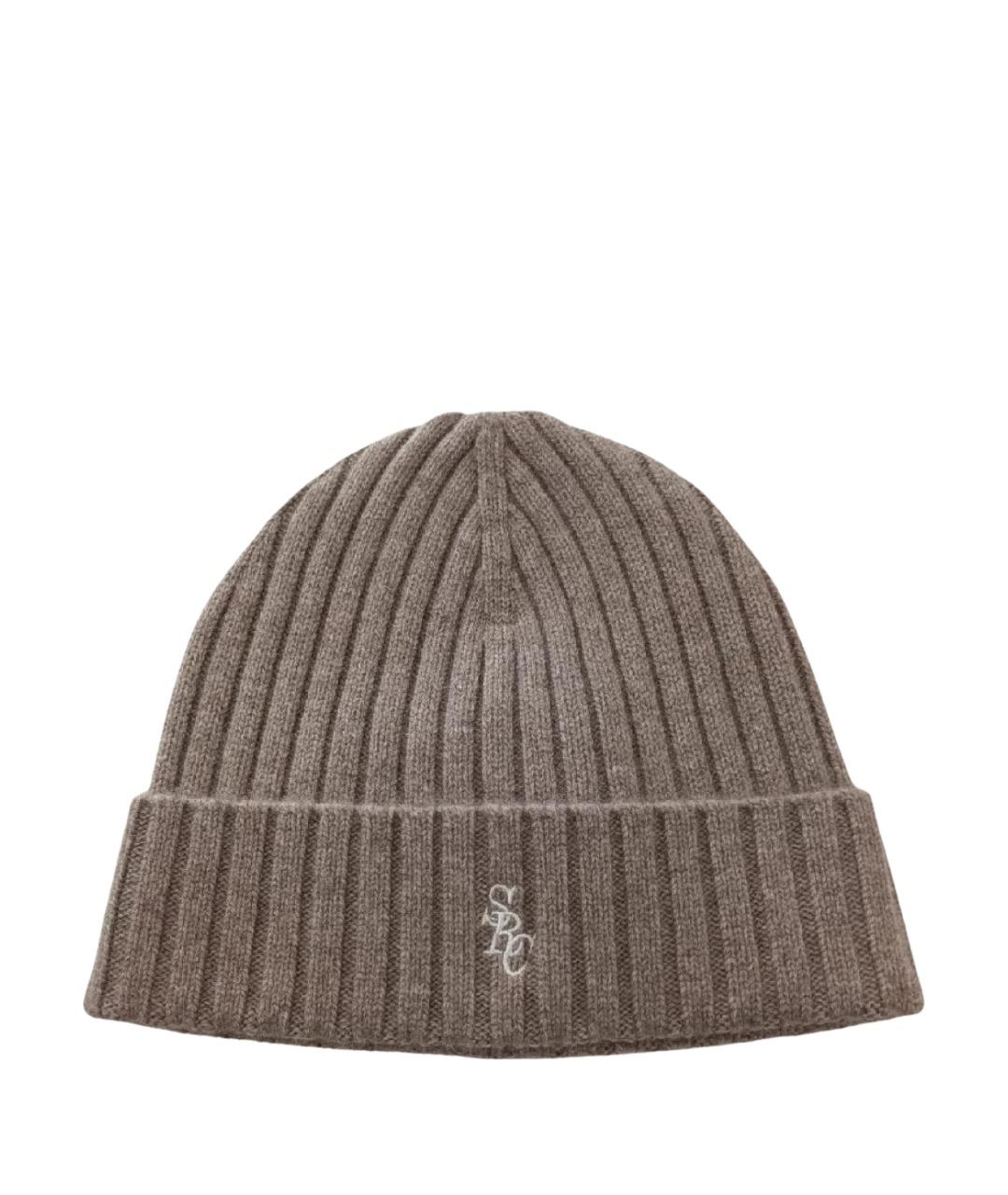 SPORTY AND RICH Бежевая кашемировая шапка, фото 1