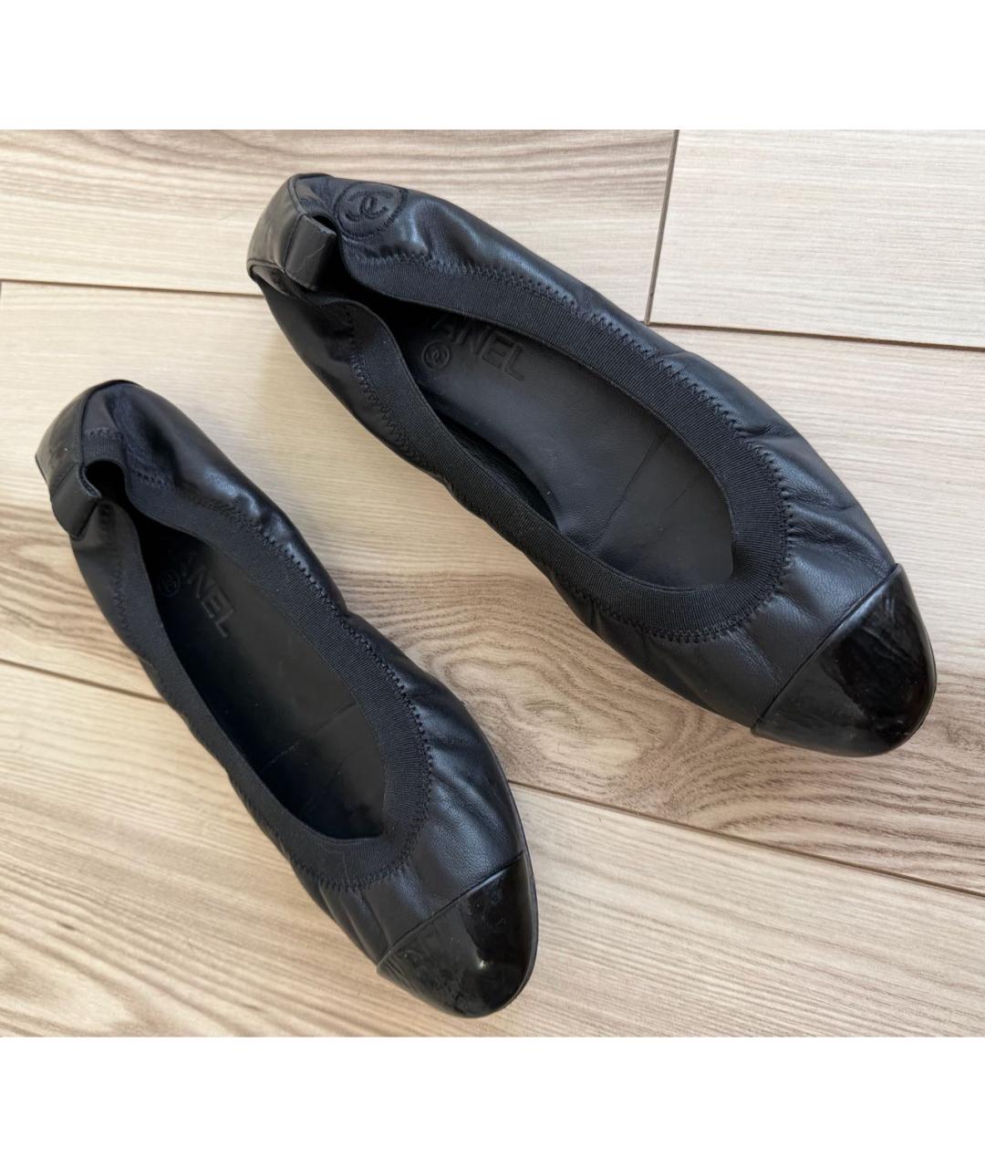 CHANEL Черные кожаные балетки, фото 7