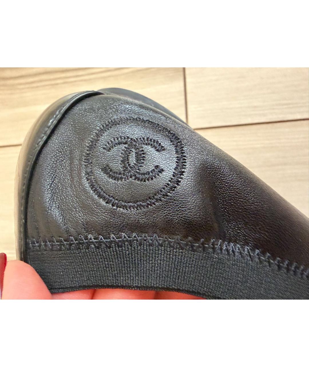 CHANEL Черные кожаные балетки, фото 6