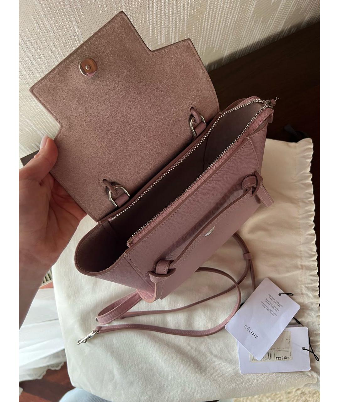 CELINE Розовая кожаная сумка через плечо, фото 4
