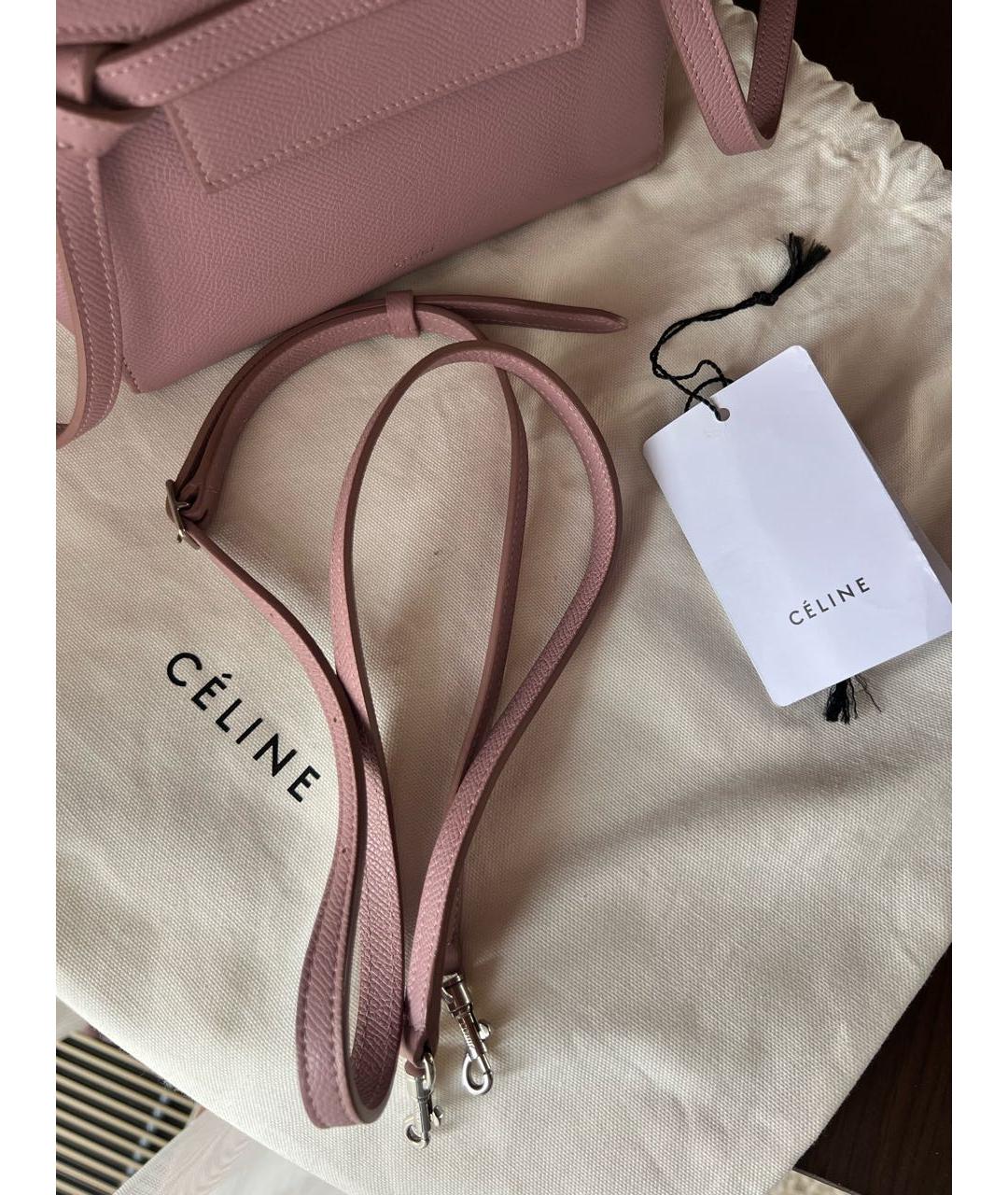 CELINE Розовая кожаная сумка через плечо, фото 8