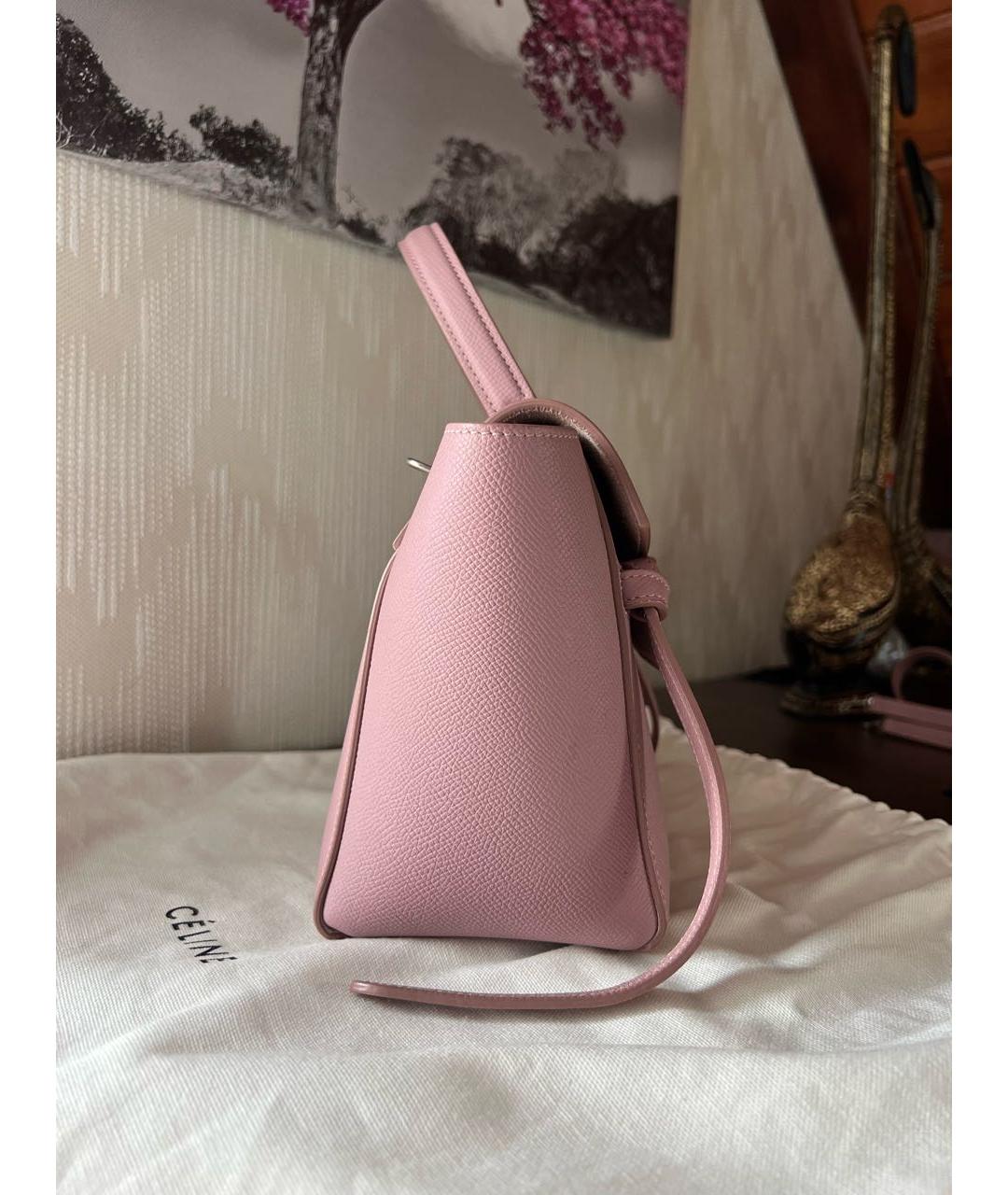 CELINE Розовая кожаная сумка через плечо, фото 7