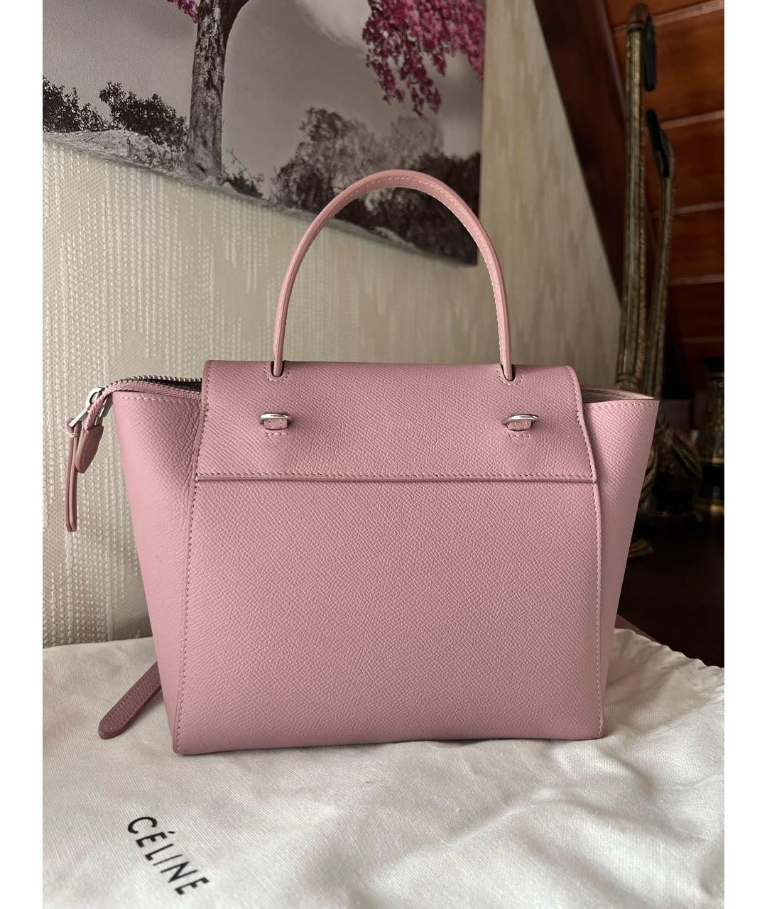 CELINE Розовая кожаная сумка через плечо, фото 3