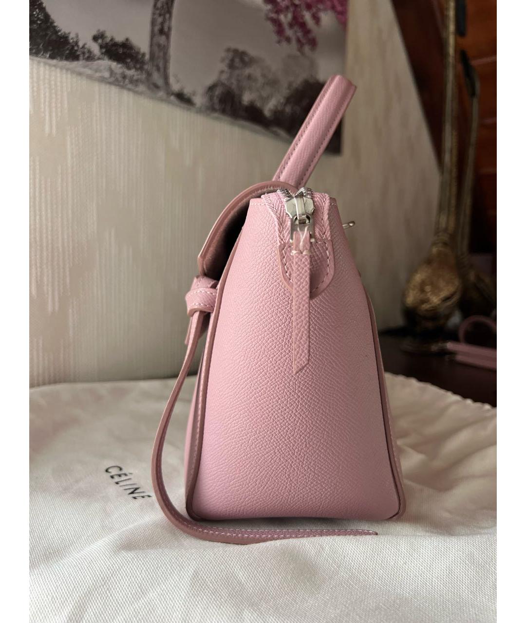 CELINE Розовая кожаная сумка через плечо, фото 2