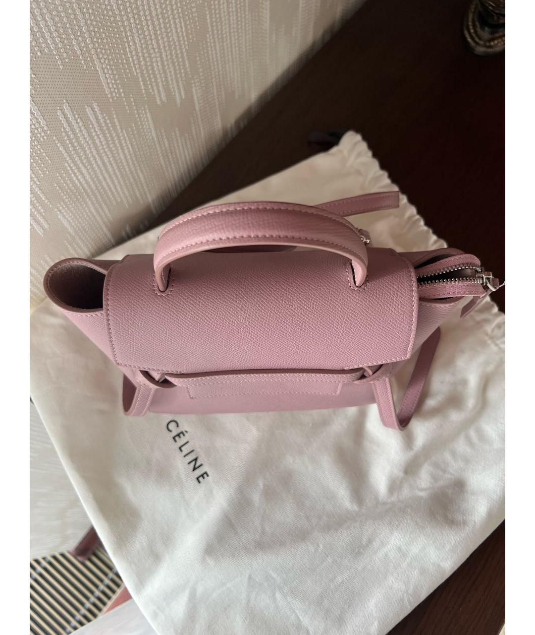 CELINE Розовая кожаная сумка через плечо, фото 5