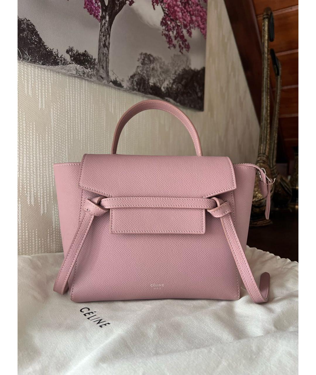 CELINE Розовая кожаная сумка через плечо, фото 9