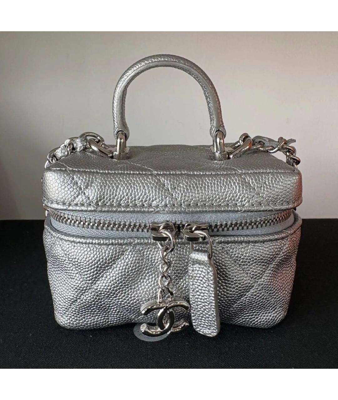 CHANEL Серебряная кожаная сумка через плечо, фото 8