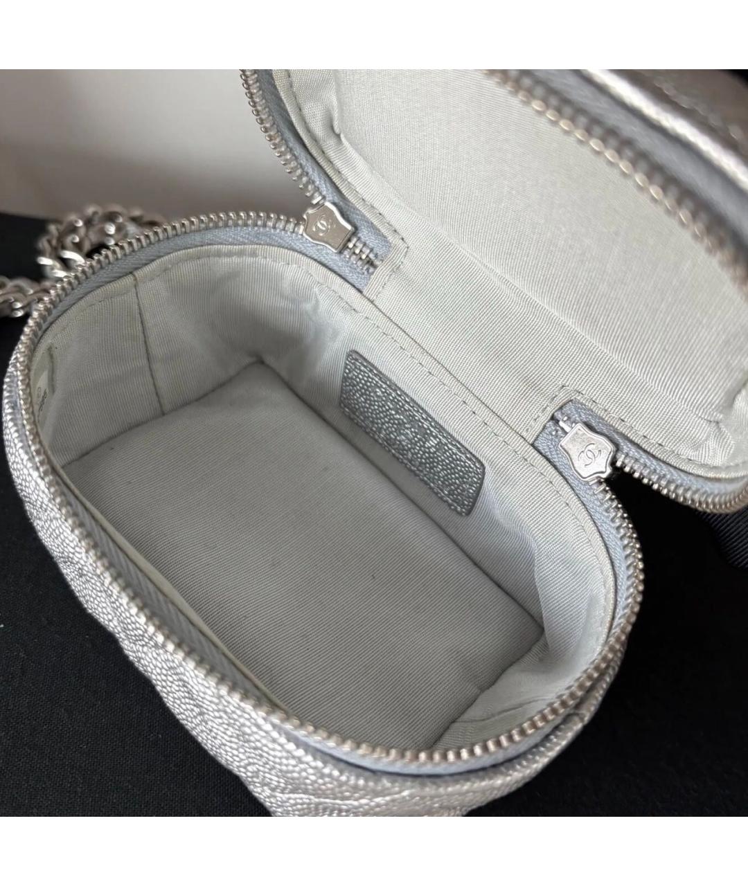 CHANEL Серебряная кожаная сумка через плечо, фото 6