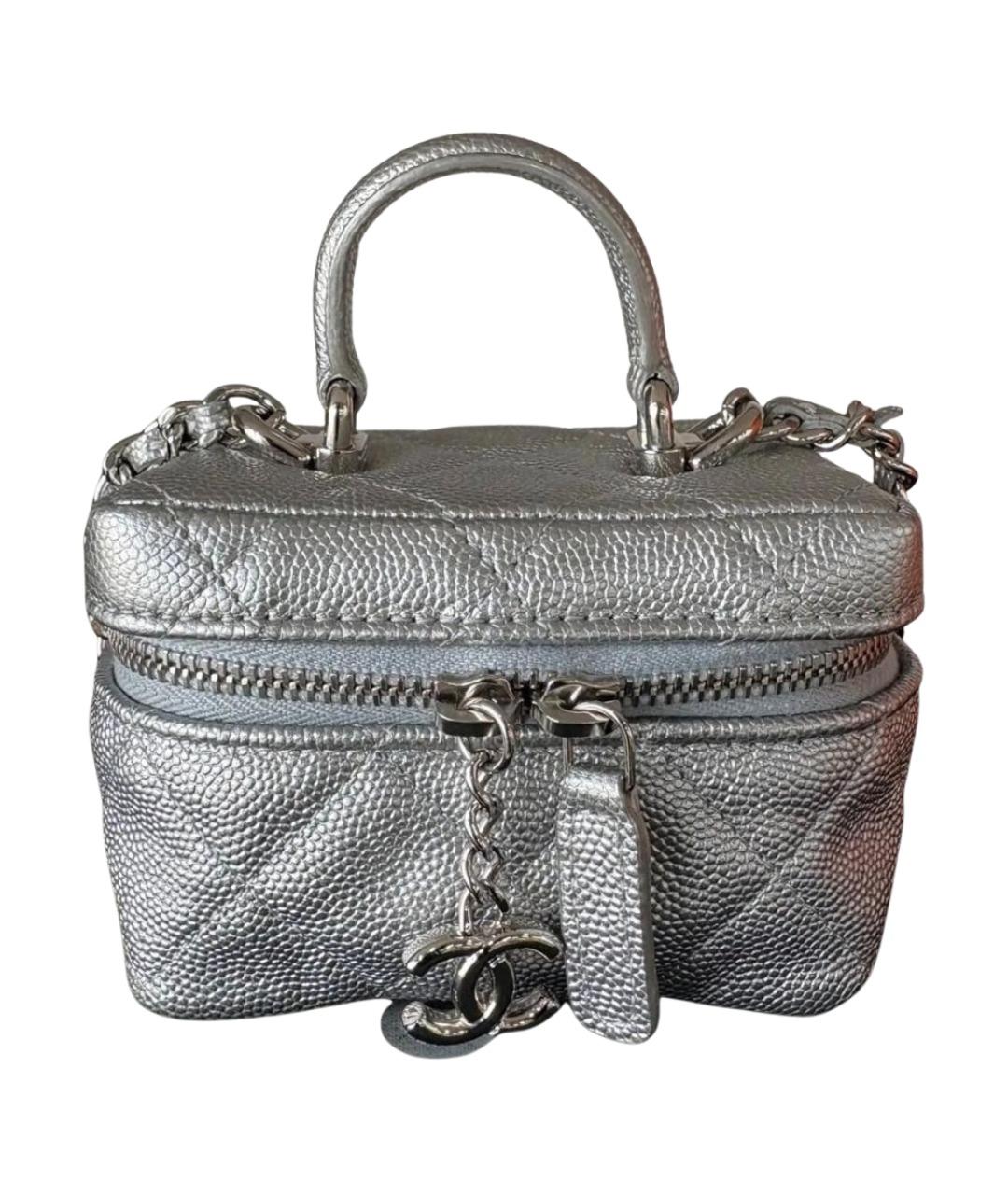CHANEL Серебряная кожаная сумка через плечо, фото 1